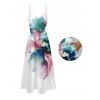 Vacation Couple Outfit Colored Flower Pattern Long Dress and Shirt Set - Blanc S | US 4