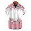 Vacation Couple Outfit Colorblock Rose Leaf Print Ruched Dress and Shirt Set - Rose S | US 4