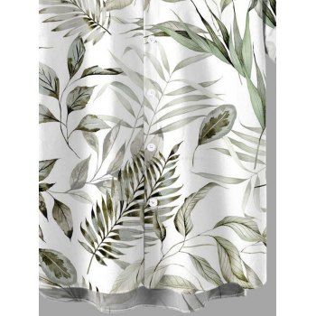 Vacation Couple Outfit Tropical Leaf Print Spaghetti Strap Long Dress and Shirt Set