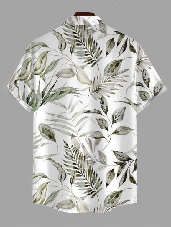 Vacation Couple Outfit Tropical Leaf Print Spaghetti Strap Long Dress and Shirt Set - Vert clair S | US 4