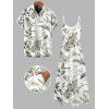 Vacation Couple Outfit Tropical Leaf Print Spaghetti Strap Long Dress and Shirt Set - Vert clair S | US 4