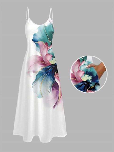 Robe de vacances à bretelles spaghetti et imprimé floral coloré