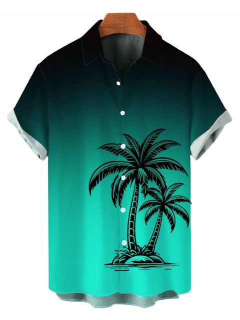 Chemise de vacances pour homme, idéale pour la plage. Chemise boutonnée à imprimé cocotier ombré.