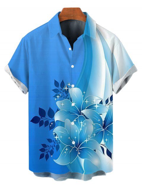 Chemise de vacances pour homme à boutons, motif floral colorblock