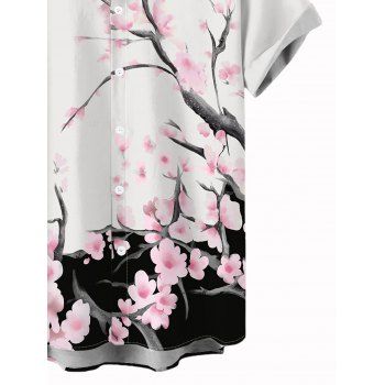 Vacation Couple Outfit Peach Blossom Print Lace Butterfly Tank Top Wide Leg Pants and Shirt Set