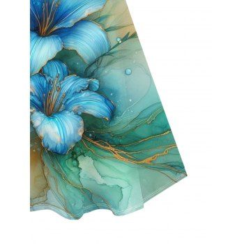 Vacation Dress Ombre Lily Floral Butterfly Print Spaghetti Strap Dress