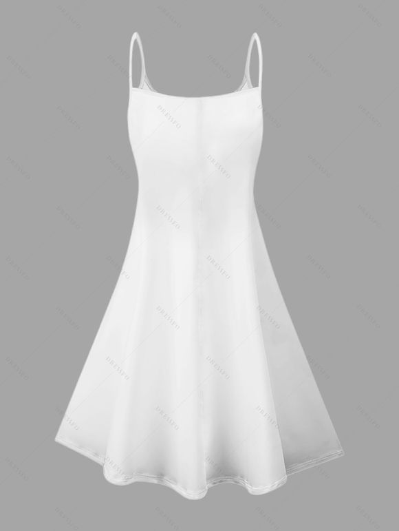 Robe de vacances à imprimé floral pieuvre et fines bretelles spaghetti - Blanc XXXXXL | US 20