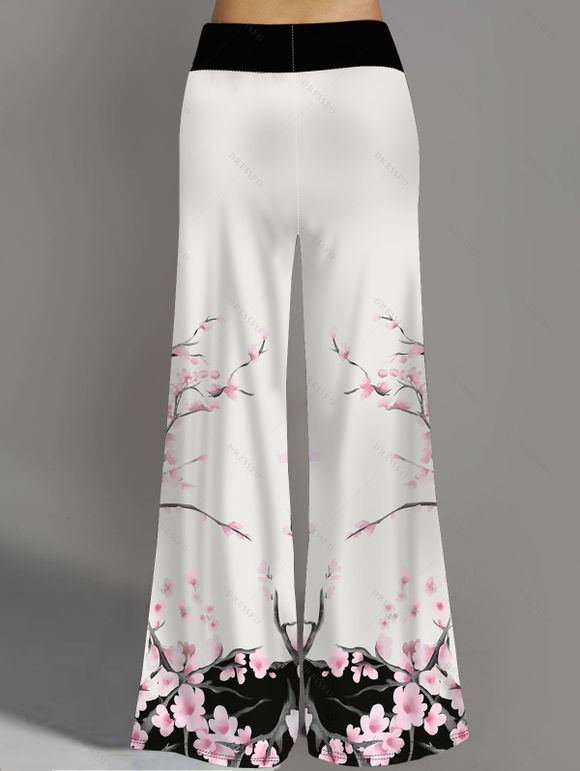 Vacation Couple Outfit Floral Print Lace Butterfly Tank Top Wide Leg Pants and Shirt Set - Blanc S | US 4