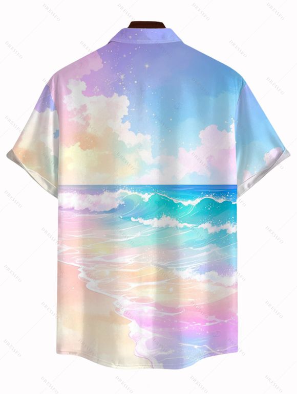 Vacation Couple Outfit Ombre Coconut Tree Parrot Print Dress and Shirt Set - multicolor A S | US 4