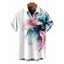 Chemise de vacances pour homme à motifs floraux colorés, chemise boutonnée - Blanc 5XL