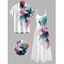 Vacation Couple Outfit Watercolor Floral Print With Gold Foil Accents Long Dress and Shirt Set - Blanc S | US 4