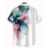 Vacation Couple Outfit Watercolor Floral Print With Gold Foil Accents Long Dress and Shirt Set - Blanc S | US 4