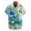 Chemise de vacances pour homme à imprimé floral lys papillon ombré, chemise boutonnée - Vert clair 5XL