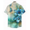 Chemise de vacances pour homme à imprimé floral lys papillon ombré, chemise boutonnée - Vert clair 5XL