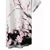 Chemise de vacances pour homme, imprimé floral et branches d'arbres, à boutons - Blanc XL
