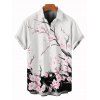 Chemise de vacances pour homme, imprimé floral et branches d'arbres, à boutons - Blanc XL