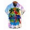Chemise de vacances pour homme, imprimé floral ombré avec perroquet et cocotier, à boutons - multicolor A 5XL