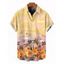 Chemise de vacances pour homme, imprimé floral de cocotiers, à boutons - PALE GOOSE YELLOW L