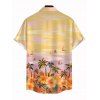 Chemise de vacances pour homme, imprimé floral de cocotiers, à boutons - PALE GOOSE YELLOW L