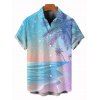 Chemise de vacances pour homme, imprimé paysage de plage, cocotiers et neige, à boutons - Bleu clair 5XL