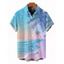 Chemise de vacances pour homme, imprimé paysage de plage, cocotiers et neige, à boutons - Bleu clair 5XL