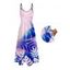 Robe de vacances à bretelles spaghetti et imprimé de feuilles tropicales - Bleu L | US 8-10