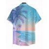 Chemise de vacances pour homme, imprimé paysage de plage, cocotiers et neige, à boutons - Bleu clair 5XL