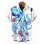 Chemise de vacances pour homme à imprimé floral pieuvre, boutonnée - Blanc 5XL
