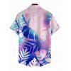Chemise de vacances pour homme à motif de feuilles tropicales, boutonnée - Bleu 5XL