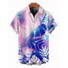 Chemise de vacances pour homme à motif de feuilles tropicales, boutonnée - Bleu 5XL