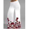 Pantalon large de vacances à imprimé rose et taille haute élastique - Blanc L | US 8-10