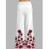 Pantalon large de vacances à imprimé rose et taille haute élastique - Blanc L | US 8-10