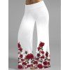 Vacation Outfit Rose Print Ruched Butterfly Lace Tank Top and Wide Leg Pants Set - Blanc S | US 4