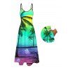 Robe de plage longue à bretelles spaghetti, motif ombré cocotier - multicolor A L | US 8-10