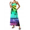 Robe de plage longue à bretelles spaghetti, motif ombré cocotier - multicolor A L | US 8-10