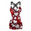 Débardeur Saint-Valentin bicolore à imprimé cœur et dentelle papillon froncée - Rouge Vineux XXL | US 14