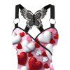 Débardeur Saint-Valentin bicolore à imprimé cœur et dentelle papillon froncée - Rose clair L | US 8-10