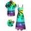 Beach Couple Outfit Ombre Coconut Tree Pattern Long Dress and Shirt Set - multicolor A S | US 4