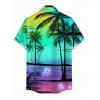 Beach Couple Outfit Ombre Coconut Tree Pattern Long Dress and Shirt Set - multicolor A S | US 4