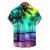 Beach Couple Outfit Ombre Coconut Tree Pattern Long Dress and Shirt Set - multicolor A S | US 4