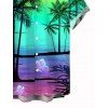 Beach Couple Outfit Ombre Coconut Tree Pattern Long Dress and Shirt Set - multicolor A S | US 4