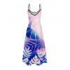 Vacation Couple Outfit Tropical Leaf Pattern Long Dress and Shirt Set - Bleu S | US 4