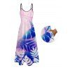 Vacation Couple Outfit Tropical Leaf Pattern Long Dress and Shirt Set - Bleu S | US 4