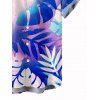 Vacation Couple Outfit Tropical Leaf Pattern Long Dress and Shirt Set - Bleu S | US 4