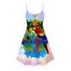 Vacation Couple Outfit Ombre Coconut Tree Parrot Print Dress and Shirt Set - multicolor A S | US 4
