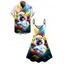 Casual Couple Outfit Colored Splash Ink Bird Print Spaghetti Strap Dress and Shirt Set - multicolor A S | US 4