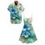 Vacation Couple Outfit Ombre Lily Floral Butterfly Print Dress and Shirt Set - Vert clair S | US 4