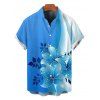 Chemise de vacances pour homme à boutons, motif floral colorblock - Bleu Ciel 5XL