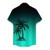 Chemise de vacances pour homme, idéale pour la plage. Imprimé ombré de cocotiers, à boutons. - Vert 5XL