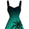 Robe de vacances pour la plage, mini-robe froncée à imprimé ombré de cocotiers - Vert L | US 8-10